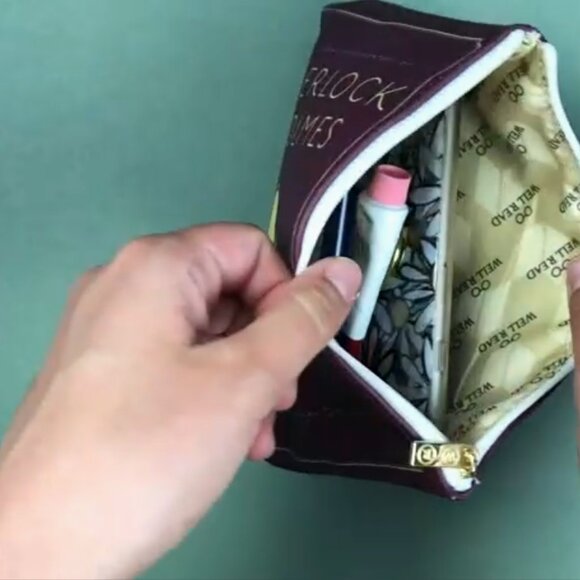 Sherlock Holmes Silhouette Book Pouch Purse Clutch - Book Lover Gifts - Picture 5 of 7